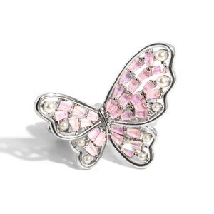 Elegant Pink Butterfly Ring